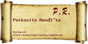 Petkovits Renáta névjegykártya